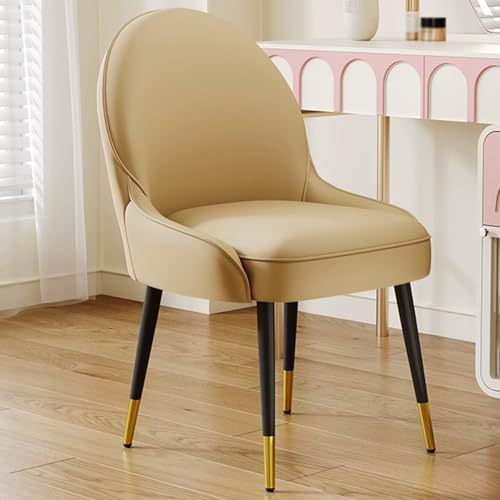 Köksstolar Läderstolar Med Bekväma Dynor Stol Utan Armstöd Med Metallben Modern Läderfåtölj För Sovrum, Reception, Kontor(Yellow,Black legs)
