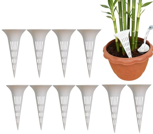 Bewässerungsspikes – Allwetter-Bodenbewässerung, 10 Stück, selbstbewässernde Stäbe für Blumentopf, für Blumen, Zimmerpflanzen, Orchideen, Garten, Hof, Balkon, Terrasse, Wohnzimmer