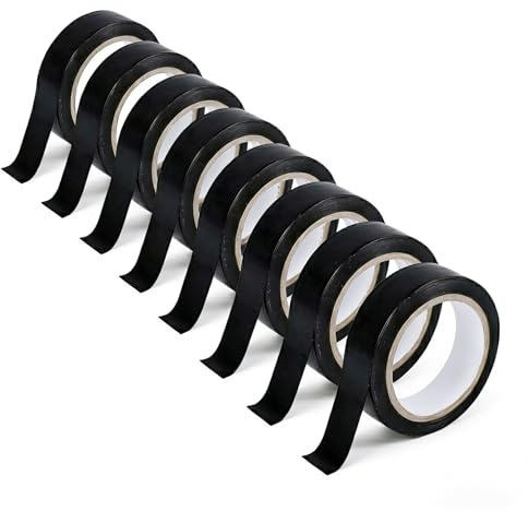 Carehabi 10 Rouleaux Ruban Isolant Électrique Noir (15.5mm x 10m)