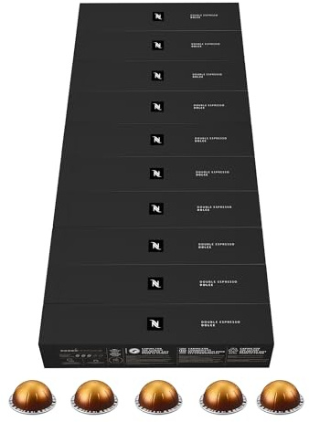 Nespresso Vertuo - Assortiment Double Espresso Dolce - 100 Capsules Café | Compatible avec machines Nespresso Vertuo - Café pur Arabica pour recettes avec lait - Cappuccino ou espresso latte