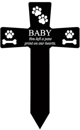JunZheHub Gedenkplakette Hund Grabkreuz Tiergrab Marker Pfoten Andenken Wetterfest Langlebig für Tiergrab Haustierfriedhof Andenkenplatz 19.8x13.9cm