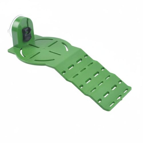 Colcolo Plateforme de Baignade pour Rampe Sécurisée Îlot de Repos Zone Sèche Ventouses Anti‑Glisse Texture Camouflée Adaptée aux s et Amphibiens Aquariums, Vert Herbe, Grand