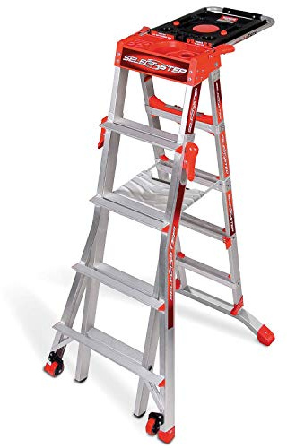 Little Giant - Scala a libretto SelectStep, telescopica, da 5 a 8 gradini, con piattaforma di appoggio, altezza max 1,60 m