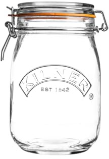 6 x Kilner Clip Top Glass Storage Jar - Round 1 Litre