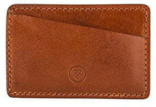 Maxwell Scott - Personalisierte Luxuriöses Leder Kartenhalter für Männer - Handgefertigt aus italienischen Vollnarbenhäuten - The Alberi Cognac