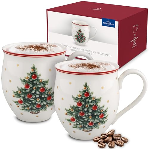 Villeroy & Boch – Toy's Delight Henkelbecher Tannenbaum Set 2 Teilig Bunt, Spülmaschinenfest, Mikrowellensicher, Weihnachten Kaffeebecher Toys, Weihnachtstasse, Weihnachtsgeschirr, Premium Porzellan
