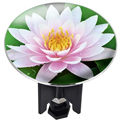 WENKO 21267100 Waschbeckenstöpsel Pluggy XL White Lily - Abfluss - Stopfen, Messing, Kunststoff, Durchmesser 6,2 x 6,5-9,5 cm