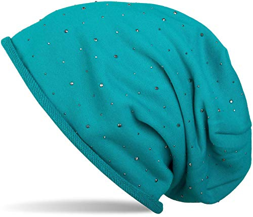 styleBREAKER Bonnet Classique avec Une Application en Rivets Brillants et Bord roulotté, Chaud, Unisexe 04024024