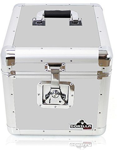 Gorilla LP 12 Vinyl Record Storage Box Flight Case - Holds 100pcs - Silver