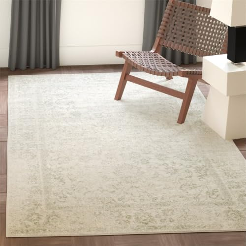 Safavieh Teppich 155 x 229 cm - Adirondack Collection - Transitional Design, Elfenbein & Salbei, Pflegeleichte Synthetikmischung, Ideal für Wohnzimmer, Schlafzimmer, Büro