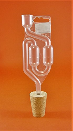 AlcoFermBrew KORKSTOPFEN MIT Loch 34/24mm + GÄRRÖHRCHEN – Korken | Fermentation | Wein Ballon | WeinHefe | Flaschenkorken | Weinballon Korken | Gärausatz | Labor | Glasballon
