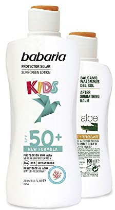 Babaria - Pack Protector Solar Mineral Niños SPF 50 y After Sun de Aloe Vera | Crema Solar Niños 50 | Protector Solar Infantil | Crema Solar Infantil | Sunscreen