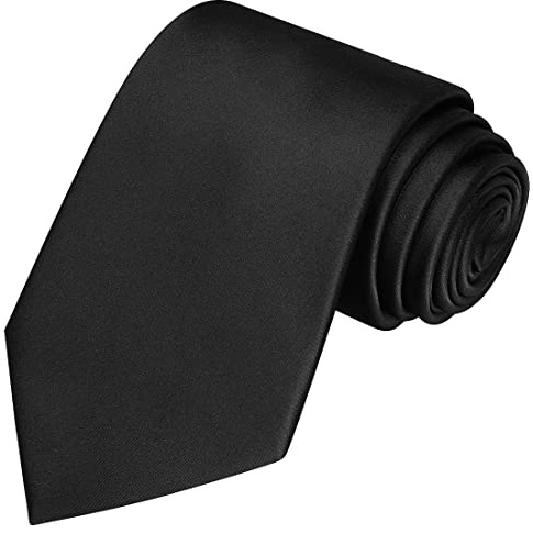 KissTies Mens Silk Black Tie Solid Satin Wedding Necktie + Gift Box