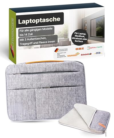 SCOPE Laptoptasche 14“ I Notebooktasche mit Fleece innen I Laptophülle mit 3 Außentaschen & Tragegriff I Schutzhülle für alle gängigen Notebook Modelle bis 14 Zoll