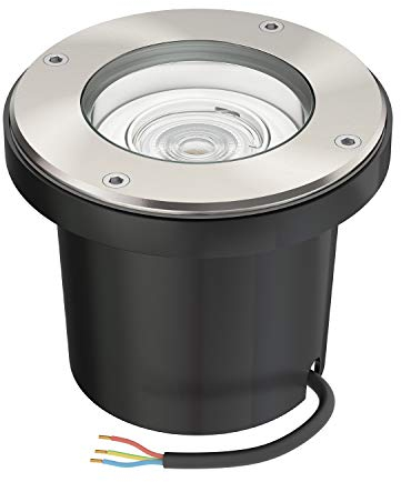 ledscom.de Lámpara empotrable de suelo BOFU para exteriores giratoria redonda de acero inoxidable IP67 150mm Ø incl. lámpara LED (blanco cálido, 5,4W, 510lm, 45°)