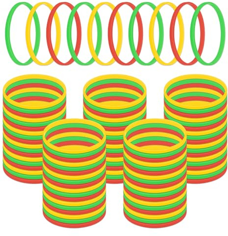GOGO 100 Pulseras de Silicona Colores Pulseras de Gomas Elasticas para Fiestas Cumpleaños Expositor Graduación Kit Pulseras Silicona 20 x 0,5 cm