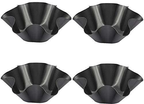 Tortilla Pan Set, 4 Stücke Antihaft Tortilla Pfanne, Geriffelte Tortilla Muschelpfannen, Antihaftbeschichtete Salatschüssel für Tortillas, Kuchen, Brot, Gebäck (Schwarz)