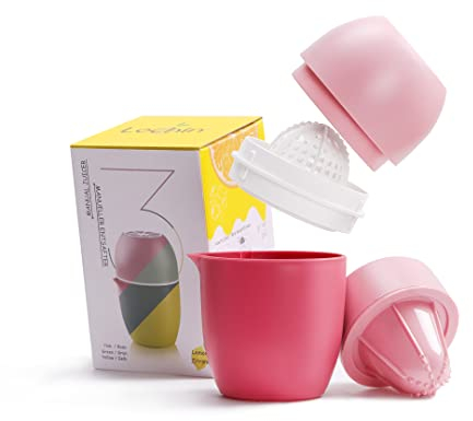 Lechin Spremiagrumi manuale con design unico a forma di limone, due modi di utilizzo per diversi tipi di frutta (Rosa)