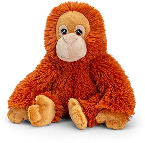 tachi Plüschtier AFFE Orang Utan Rot Braun, Sitzender Kuschelaffe aus recycelten Plüsch, Stofftier 18 cm
