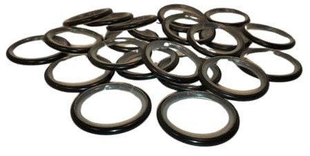 100x Gardinenringe mit Gleiteinlage Ø 16, 20 & 25 mm schwarz | Rundringe aus Metall mit Gleiteinlage und Faltenlegehaken für Gardinenstangen Ø 16, 20 und 25 mm. Leichtgängiges Aufziehen.
