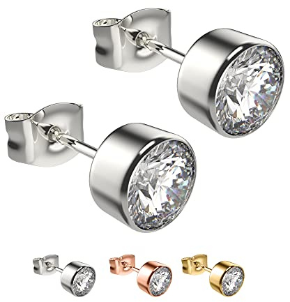Max Palmer® Kristall Ohrstecker aus 925 Silber - 3 Farben & 3 Größen