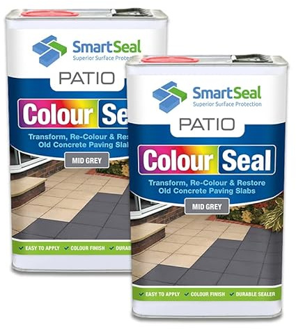SmartSeal Patio ColourSeal - Mid Grey, 2 x 5L - Superior Patio Paint to Colour & Restore Old Concrete Paving Slabs. Easy to Apply Outdoor Floor Paint & Sealer for Concrete Paving & Flagstones