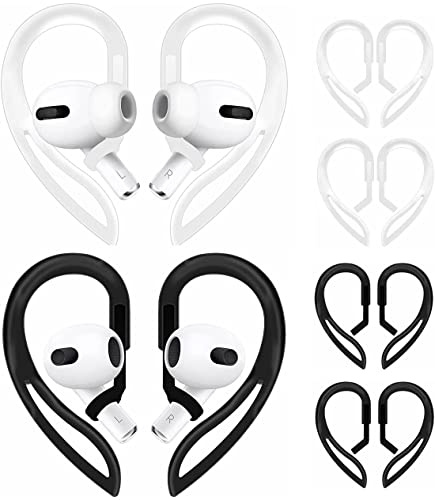 4 Paar Ohrbügel, kompatibel mit AirPods 3. Generation, multifunktional, verstellbar, Zubehör, kompatibel mit AirPods Pro AirPods 3, 2, 1 Gen., transparent / schwarz