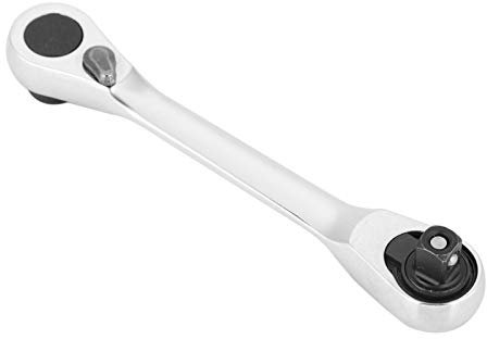 GOTOTOP Mini Ratchet 1/4 Screwdriver Bits 72 Star Washer and 5 Degree Rotatable Allen Wrench Quick Release Chrome Plated Finish for auto Repair Shop Personal car Modification(130mm)