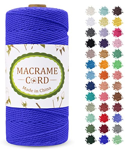 LEREATI Corda Macrame 2mm x 200m, Filo Macrame Cordoncino Cotone Naturale Spago Colorato, Cordino per Borse Uncinetto, Arazzo da Parete, Fai da Te Artigianato, Decorazioni (Blu Navy)