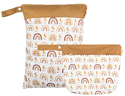 SEAUR Dry Wet Bag Groß Baby Windeltasche für Unterwegs Kindergarten Nasstasche mit Reißverschluss Waschbar Wiederverwendbar Kulturbeutel für Schwimmen Gym - 2 Stück 20 * 28cm+30 * 40cm