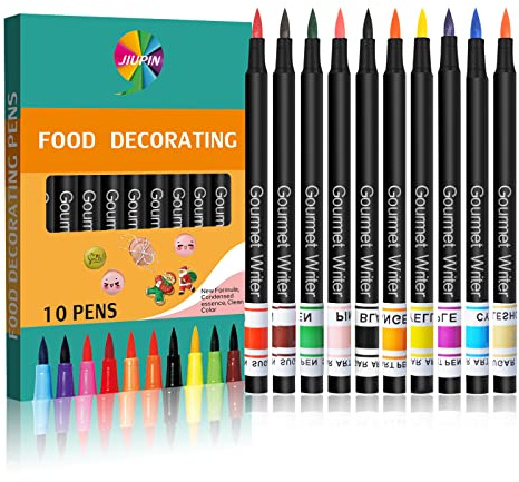 GeTu Edible Pigment Pen Brush Food Coloring Pen for Drawing Biscuits Fondant Cake Decorating Tools Cake DIY Draw Tool，10color