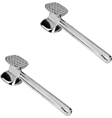 PNJB, Heavy Duty Metal Meat Tenderiser Hammer - All Flatten Poultry Fillets Tenderise, Hanging Loop, Double Headed Mallet, Long Handle (2PCS)