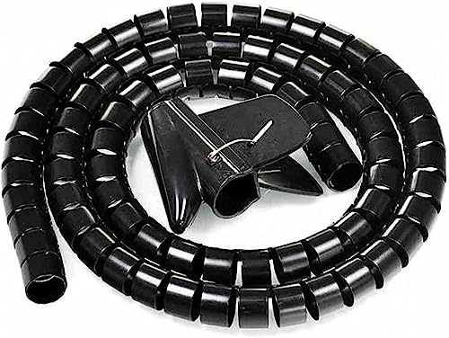 Kabel-Organizer, Kabel-Management-Hülle, Kabel-Clips, 1 m, 25 mm, Spiralschlauch, Kabelschutz, Kabel, Reißverschluss, flexibles Spiralband mit Klemme, verdeckter Draht, Farbe: