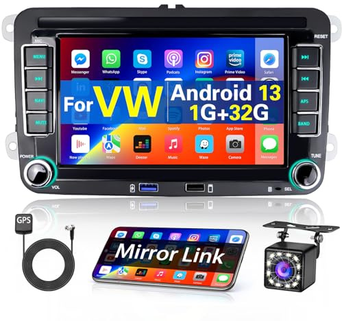 Hikity Android Autoradio mit Navi für VW Passat b6 b7 Golf 5 6 Plus Touran Seat Skoda Wireless Carplay Android Auto, 7Zoll Touchscreen Radio mit GPS WiFi Bluetooth Mirror Link FM EQ SWC Rückfahrkamera