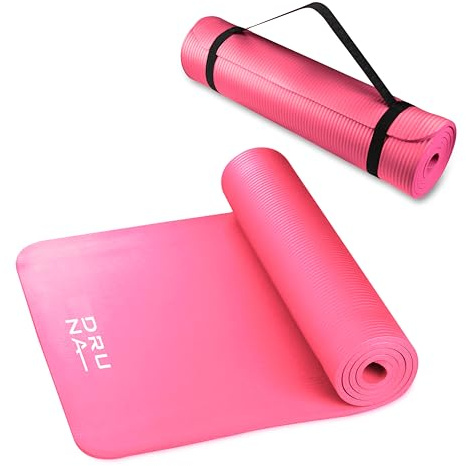 Esterilla Gruesa Yoga Mat Antideslizante para Fitness Pilates Colchoneta Gimnasia y Deporte + Alfombra Ejercicios Suelo Multiuso Portatil para Uso Diario 15mm Unisex Rosa – DRUNA