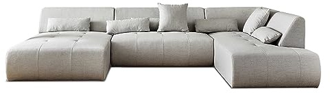 Lisa Design Onyx – 7-Sitzer Wohnlandschaft rechts – aus Stoff Hellgrau