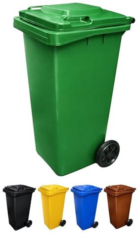 JARDIN202 - Contenedor de Basura Reciclables de Colores con Ruedas y Mango Antideslizantes | 120L, 240L, 360L, 800L y 1100L | 240 L (Verde)
