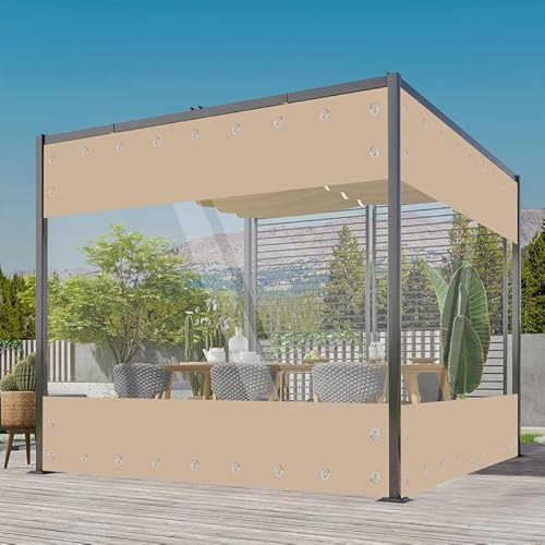 Transparente Plane mit ösen Wasserdicht 650g/m² PVC Abdeckplane | Gewebeplane Windschutz Regenschutz für Garten Pavillon Terrassen Balkon Gewächshäuser