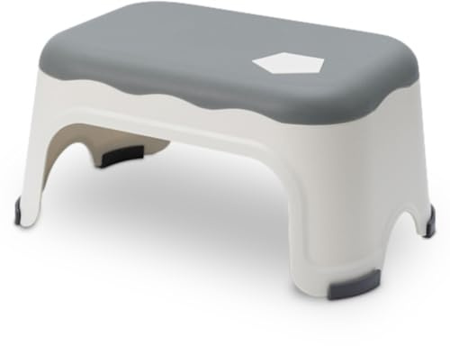 BUDDLEY Stufenhocker Grau M für Kinder und Erwachsene, Tritthocker für Küche, Bad und Toilette