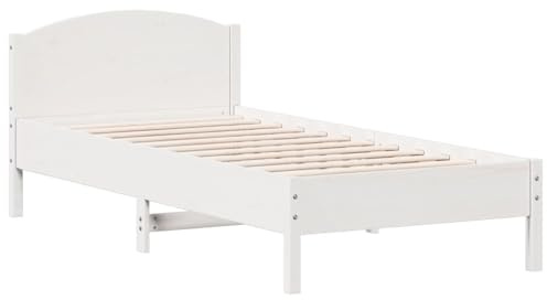 vidaXL Massivholzbett ohne Matratze Weiß 90x200 cm Kiefernholz
