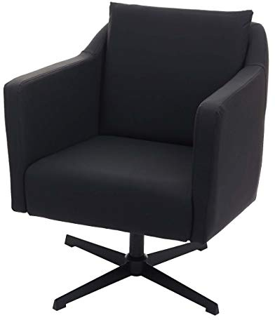 Mendler Lounge-Sessel HWC-H93bAM drehbar - Kunstleder schwarz | Sessel, Cocktailsessel, Relaxsessel, mit Fußkreuz