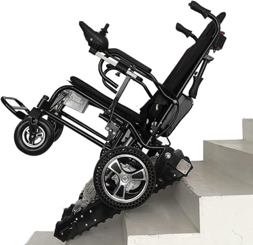 Generic Elektrischer Treppensteiger-Rollstuhl, schwarz, robustes Aluminium, 150 kg, 360° Universalsteuerung