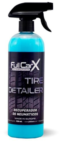 FULLCARX Tire Detailer 750ml Recuperador de Neumáticos Coche, Renovador Plásticos Rápido y Eficaz, Abrillantador Ruedas, Acabado Satinado, Negro Intenso, Producto Limpieza Detailing Profesional