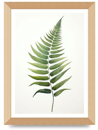 Lithobee - Green Fern Art Print Home Wall Art Prints in Sizes A2, A3 & A4 Framed in a Stylish Quality Coloured Frame or Unframed - A4 Gold Abraded Frame