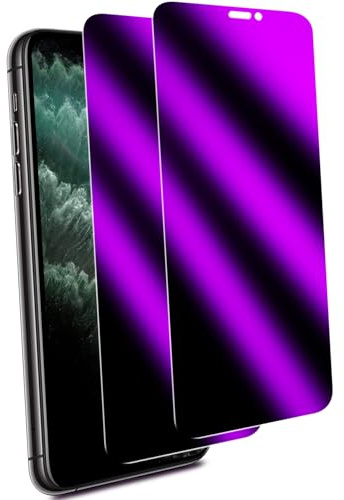 MAYtobe 2Stück Panzer Sichtschutz Glas für iPhone 11 Pro Max/Xs max Purpur | Buntes Purpur Blickschutz folie, Volle Abdeckung, Anti Spy, 9H Härte, Anti-Kratzen
