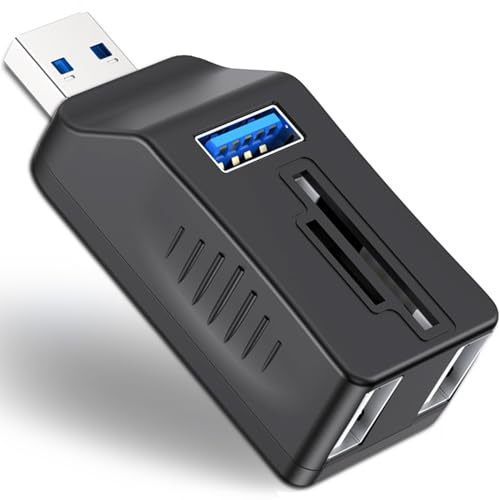 VIENON 5-Port USB 3.0 Hub with SD TF Card Reader, USB Extender Adapter with Memory SD/Micro SD Card Reader, USB 3.0/2.0 Ports, Portable USB Splitter for Laptop,PC, Camera, Flash Driver, HDD, Dash Cam