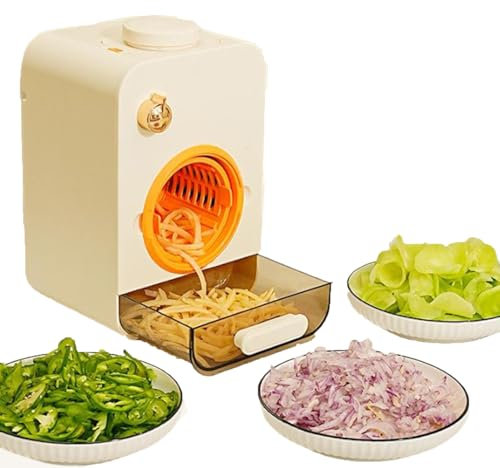 OFNHJK Electric Grater Vegetable Slicer, 5 in 1 Electric Grater with 5-Interchangeable Drum Blades, Cheese graters for Fruit and Vegetables Carrots Nuts Grater Kitchen
