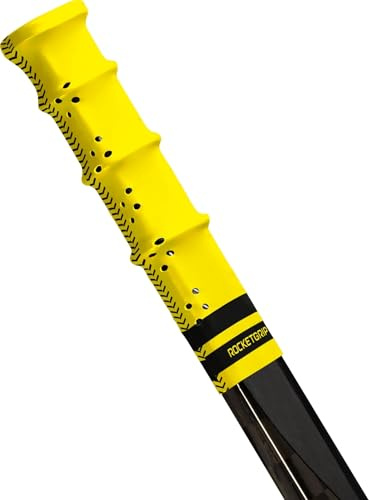 ROCKETGRIP – Impugnatura sportiva per mazza da hockey su ghiaccio – Maniglie forate – Accessori per hockey su ghiaccio, taglia unica (giallo – nero)