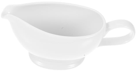 Weiße Keramik Sauciere 300ml Bootförmig mit Ergonomischem Griff | Porzellan, 1 Stück, Vielseitig für Restaurant und Tischservice, Glatte Form für Dressings, Brühe, Sahne