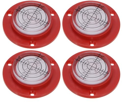 QUARKZMAN 4Pcs Nivel de Burbuja Horizontal de Alta Precisión 49x12mm Nivel Circular de Ojo de Toro Herramientas de Medición para Colgar Cuadros de Tv, RV, Nivelador de Herramientas, Rojo